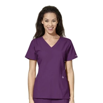 Blusa Médica WonderWink W123 Para Mujer Uniforme Estilizado Cuello en V 6155 NUEVA CON ETIQUETAS NUEVO Foto 1 de 2