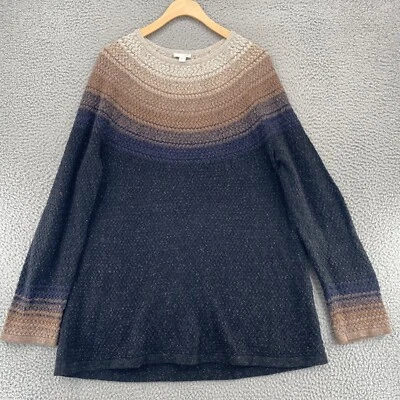 J Jill Sweater Womens Large Brown Ombre Silk Blend Knit Tunic Pullover Stretch - Image 1 of 4