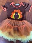 NEW baby girls THANKSGIVING 1 PIECE OUTFIT dress TULLE SKIRT fancy 12 MONTHS