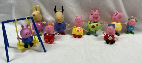 Set of 9 Peppa Pig and Family Figures Swingset  #13 Cover