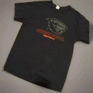  Men's Oregon State Beaver Football T-Shirt Medium Black Heavy Cotton - Picture 1 of 2