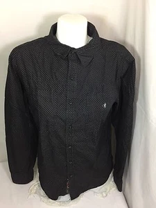 Iron Fist Men Black Causal Shirt Size M Long Sleeve Pika Dot Bin62#21 - Picture 1 of 12