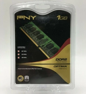 PNY Optima 1GB DDR2 667 MHz PC2-5300 Desktop DIMM Memory Module (MD1024SD2-667) - Image 1 of 2
