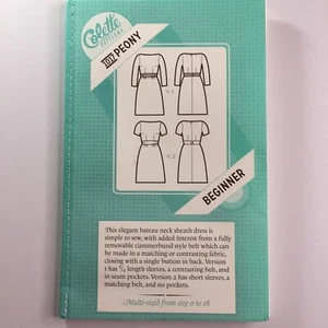 Colette 1017 Peony Waistband Bateau Sheath Tea Dress Ladies New Uncut Pattern - Picture 1 of 11
