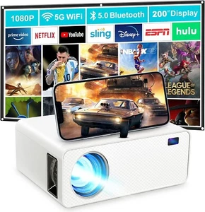 Wielio GC06 Projector - 1080P HD, 9500 Lumens, Wi-Fi/Bluetooth, 30-200” Display - Picture 1 of 3