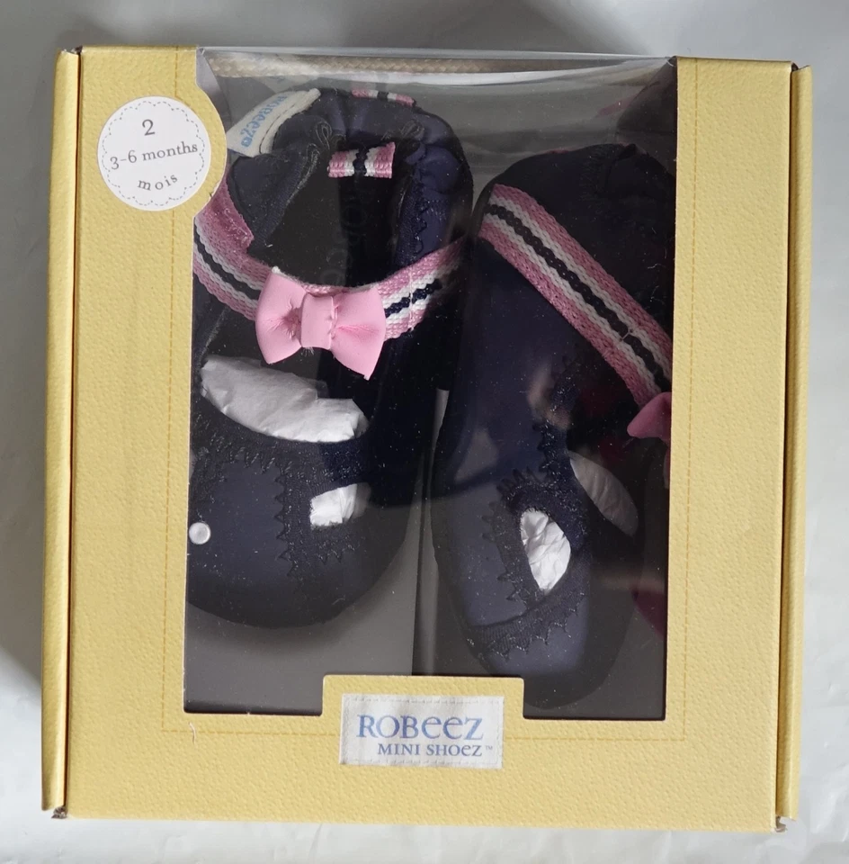 Sandália Robeez Infantil Meninas Apanhador de Ondas Mary Jane Couro Azul Marinho Mini Shoez, 3-6 M - Imagem 1 de 2