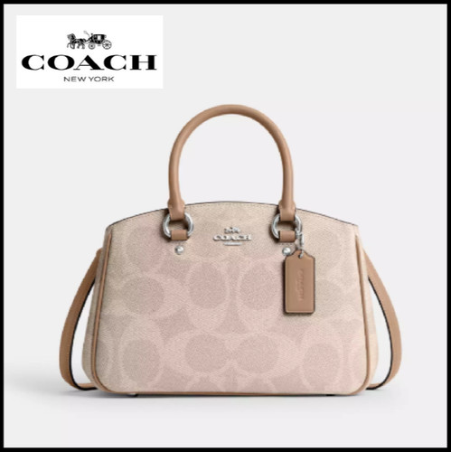 Borsa COACH CAL53 Savannah piccola da trasporto Toto firmata tela sabbia tortora outlet