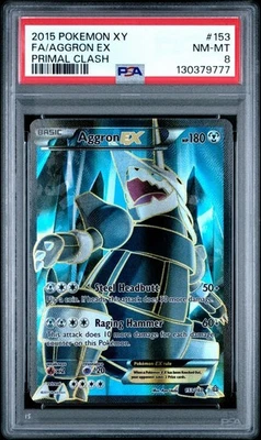 PSA 8 NM-MT 2015 POKEMON XY PRIMAL CLASH #153 FULL ART AGGRON EX - Image 1 of 2
