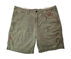 Polo Ralph Lauren HBT Guam Hula Girl Graphic Green Military Shorts Mens Size 36 - Picture 1 of 8