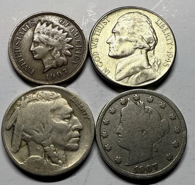US Coin Lot, High Grade Silver War Nickel 1945s, Indian Head, V Nickel, Buffalo - Image 1 of 2