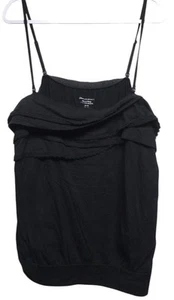 Lane bryant 26/28 black ruffle fun & flirty stretch crochet trim CAMI top - Imagen 1 de 5
