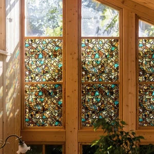 Original Hand-Drawn Faux Stained Glass Window Film, Double-Sided Static Cling... - Picture 1 of 6