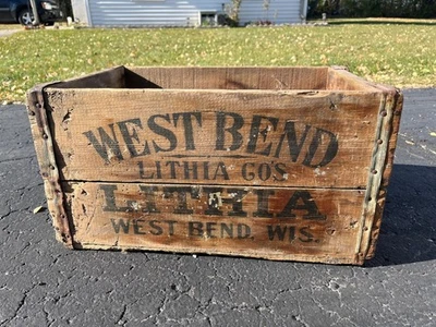 Vintage West Bend Lithia Beer Wooden Crate Case Box Wisconsin Pre-Prohibition - Image 1 of 4