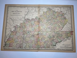 1888 2 piezas Kentucky Tennessee County/RR fm 1894 R-McN Atlas VER FOTOS y DESCRIPCIÓN - Imagen 1 de 3