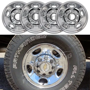 Chrome Skin Cover Overlay SET FOR 1999-2010 Silverado 2500 HD 16" Steel Wheels - Picture 1 of 15