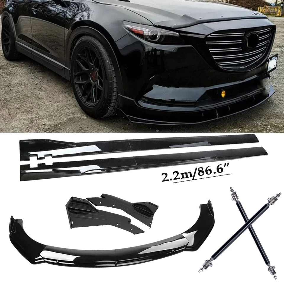 Front Bumper Rear Lip Spoiler Side Skirt Gloss Black For Mazda CX-7 CX-9 Body K Foto 1 de 4