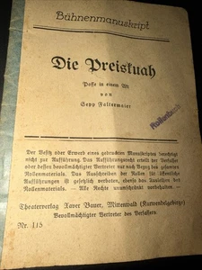 Bühnenmanuskript Sepp Faltermaier Die Preiskuah Rollenbuch - Bild 1 von 2