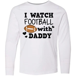Inktastic I Watch Football With My Daddy Youth Long Sleeve T-Shirt Sports Boy - Picture 1 of 3