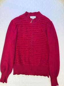 St. John Collection Wool (Blend?) Red Zip Up Knit Sweater Jacket Top Size 12 - Picture 1 of 7