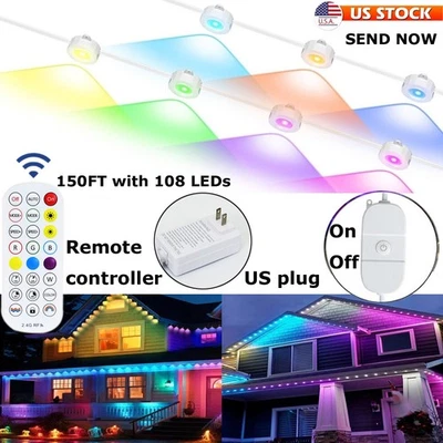 Permanent Outdoor Light, 150ft with 108 LED Eaves Lights,IP67 Waterproof,US Ship - Image 1 of 4