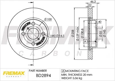 Disco de freno FREMAX BD-2894 para DAIHATSU, TOYOTA Foto 1 de 3