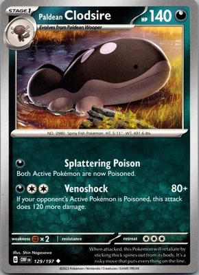 Paldean Clodsire - Normal Uncommon SV03: Obsidian Flames 129/197 NM - Image 1 of 2