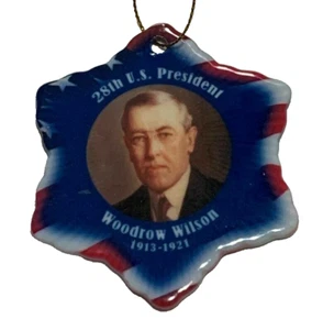 Woodrow Wilson 28º presidente de los Estados Unidos Porcelana Navidad Adorno de doble cara - Imagen 1 de 2