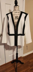 Le Suit Damen Blazer Jacke Mantel Größe 24 W, Vanilla Ice/schwarz gestreift Neu mit Etikett - Bild 1 von 4