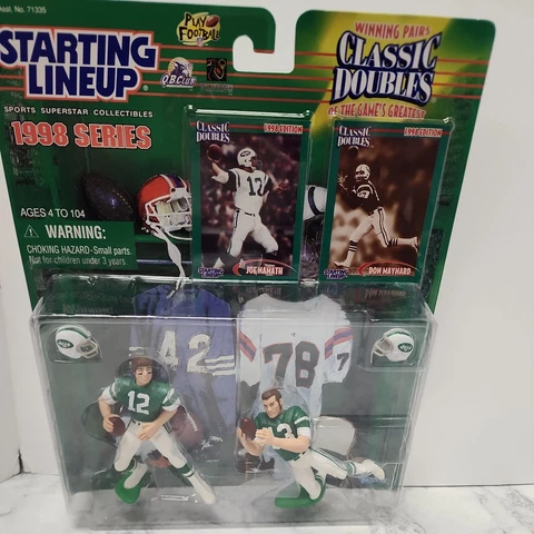 1998 Starting Lineup New York Jets Joe Namath and Don Maynard Signed Boxed HOF Cover
