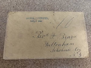 Sonora California NOV 27 1851 Blue Straightline Stampless Cover to NY MV82 - Picture 1 of 7