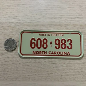 1981 North Carolina 608-983 Mini Bicycle Cereal Premium License Plate LP285 - Picture 1 of 2