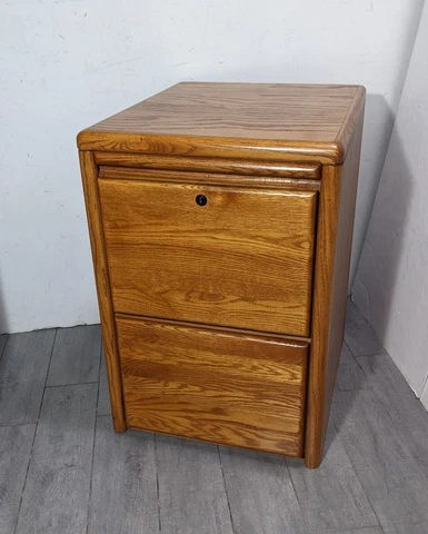 Vintage Heavy Duty Industrial Mission Oak Wood Filing File Cabinet 2-Drawer Cover