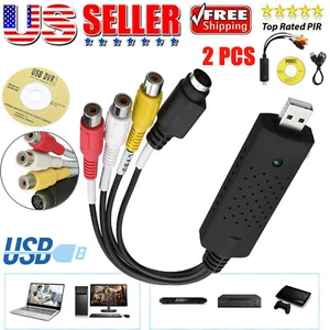 2PCS USB 2.0 Audio Video VHS to DVD VCR PC HDD Converter Adapter Digital Capture - Picture 1 of 14