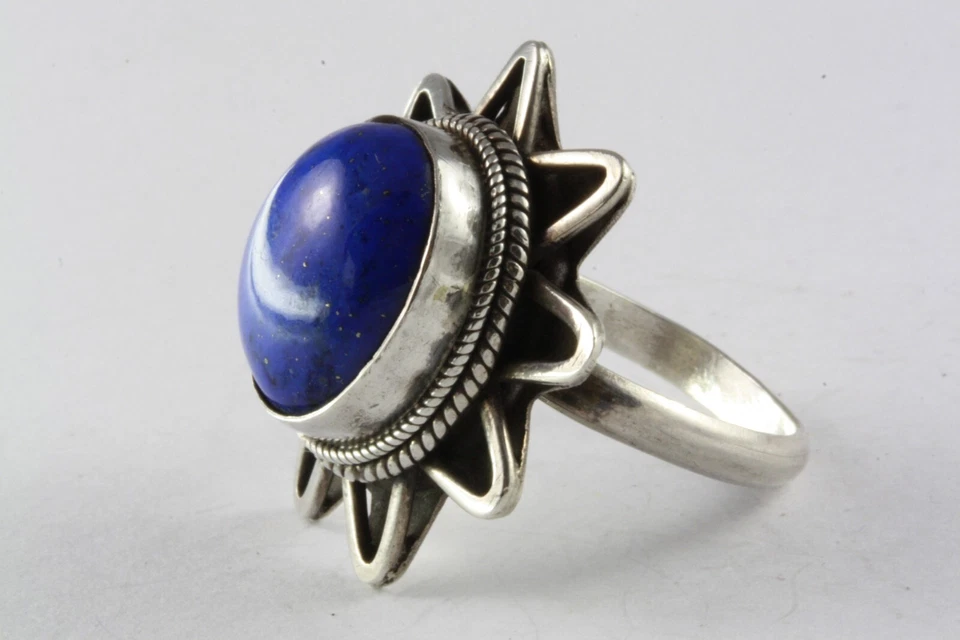 Design Grande Lapislazzuli Anello Donna Anello IN Argento 925 Vero Argento / 108 - Immagine 1 di 4