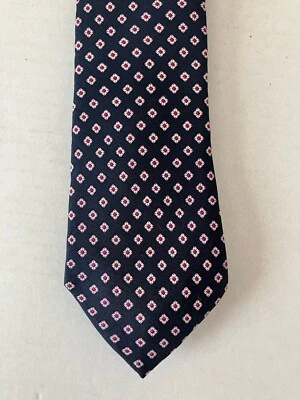 102 Madison Men's Necktie Tie Silk Satin Navy Blue Red White Diamond 57" - Image 1 of 4