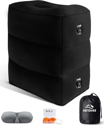 充气旅行足部休息枕头3层调整层高度腿部休息枕头礼物 — 第 1/4 张图片