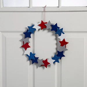 Patriotic Star Wreath, Fourth of July, Home Decor, 1 Piece - Picture 1 of 2