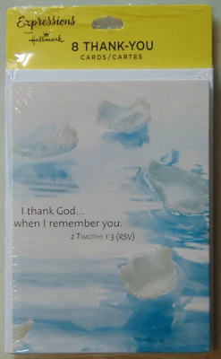 8 Christian THANK YOU Note Cards, Greeting w/ Bible Scripture Verse by Hallmark - Image 1 of 2