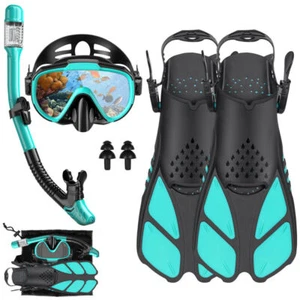 Profi Schnorchelset Erwachsene mit Flossen,Anti-Fog Panorama Taucherbrille ML-XL - Bild 1 von 12