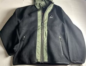 Men's Small NEW BALANCE Full Zip Black Green Terrain Sherpa Jacket Relaxed - Picture 1 of 4