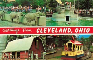 Cleveland, Ohio Postcard Greetings Zoo Multiview Banner c1950s-60s W9 - Picture 1 of 2