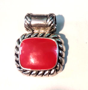 Colgante Vintage Mejor Firmado Imitación Coral Tono Plata 1" - Imagen 1 de 3