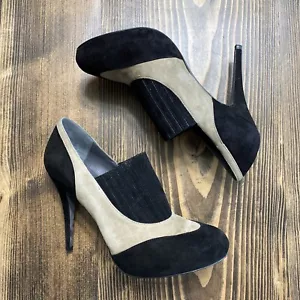 Women 10 M Donald J Pliner Leather & Suede Italy Black Stilettos 4” Heels - Picture 1 of 9