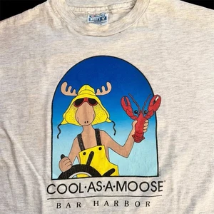 Vintage 1980s Single Stitched Cool As A Moose In Maine Hanes Tee Size L - Picture 1 of 6