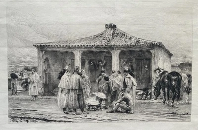 Emile Boilvin, soldats de cavalerie, gravure, eau forte, XIXe - Photo 1/3