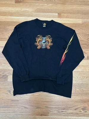 Patinador Grunge Manga Larga Llameante Año del Dragón Y2K De Colección Foto 1 de 4