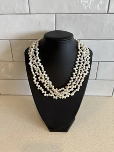 VTG 18" Oval White Biwa Cultured Freshwater Multi Pearl Strand Silver Mg Closure - Picture 1 of 7