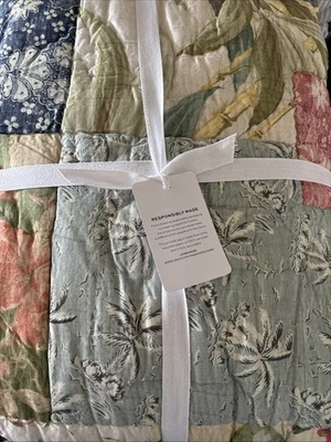 Pottery Barn Island Lanai Patchwork Full Queen Reversible Quilt NEW - Image 1 of 4