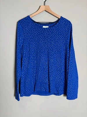 Charter Club Royal Blue Supima Cotton Long Sleeve Silver Metallic Dot Top XL - Image 1 of 4