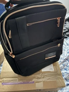 Samsonite Ladies Backpack Black With Rose Gold Hardware - Picture 1 of 5